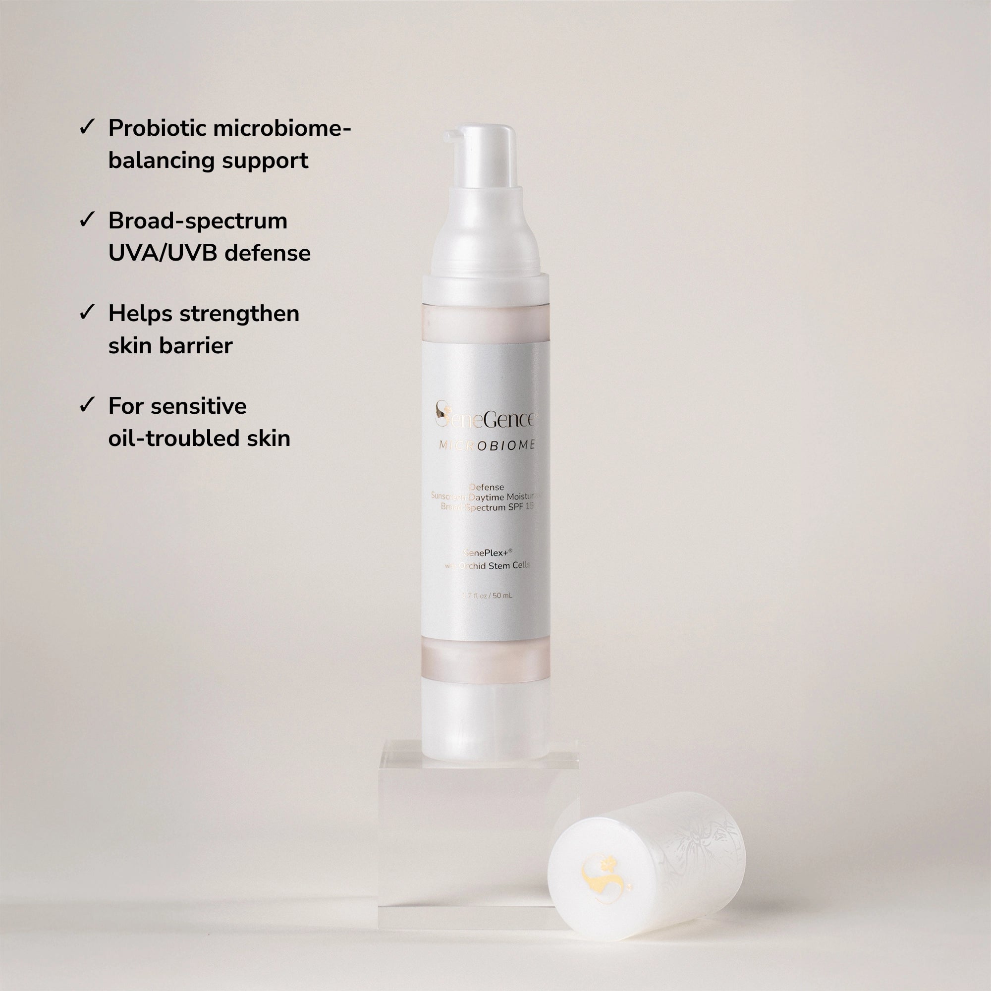 Use Microbiome Defense Daytime Moisturizer SPF 15 in the Morning