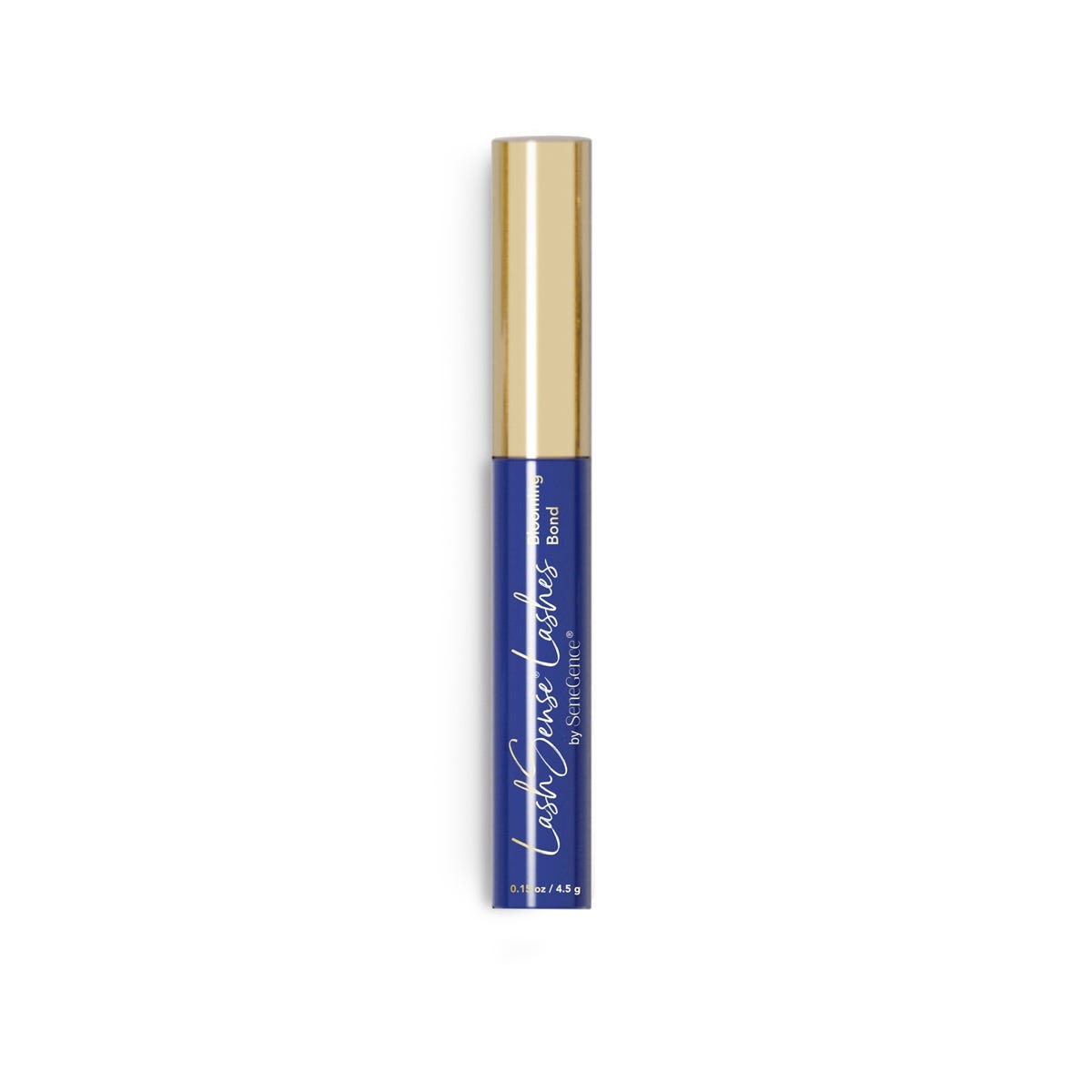 LashSense® Blooming Bond Lash Adhesive by SeneGence: A blue lash-adhesive tube with a gold cap.