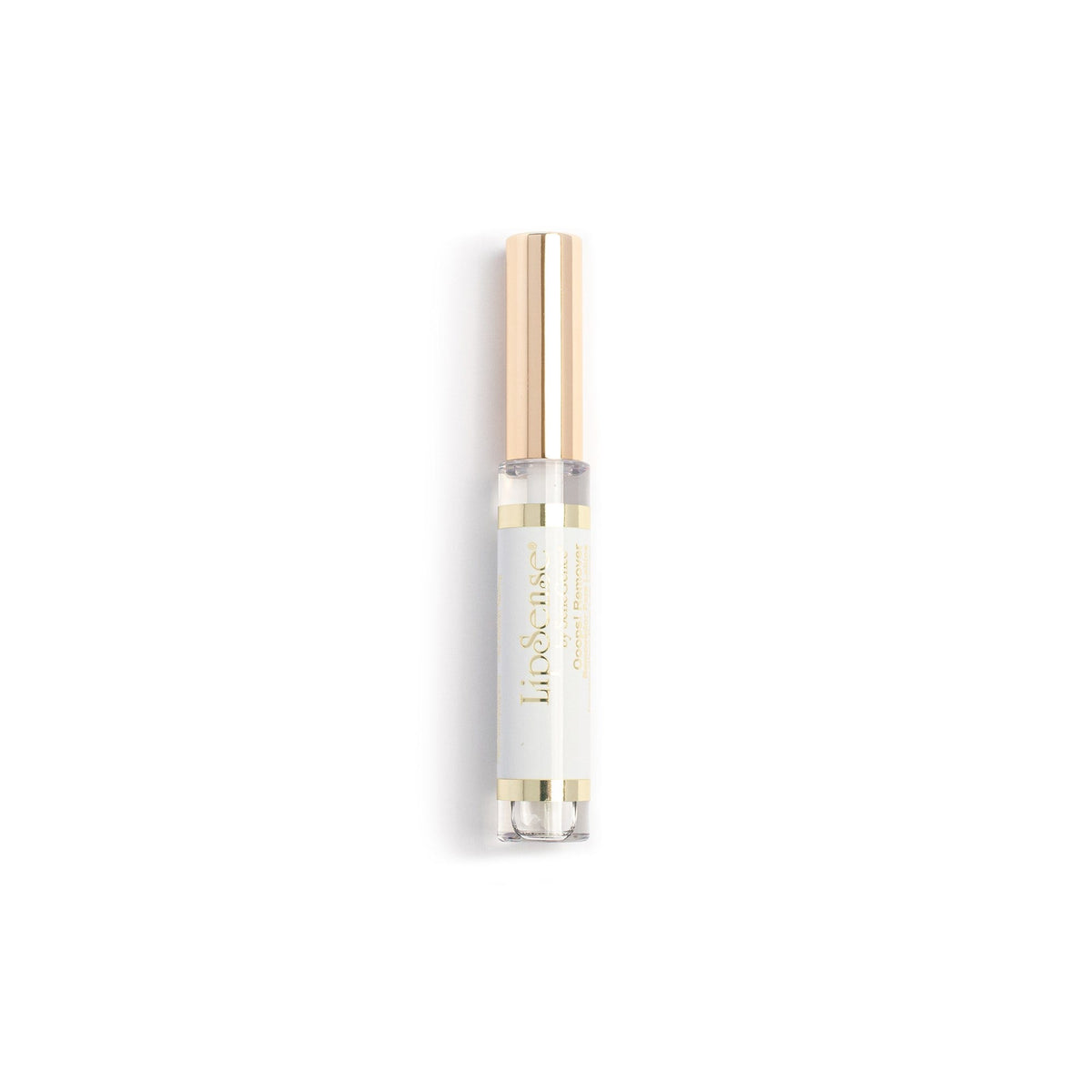 LipSense® Ooops!™ Lip Color Remover by SeneGence: A clear remover tube with a gold cap.