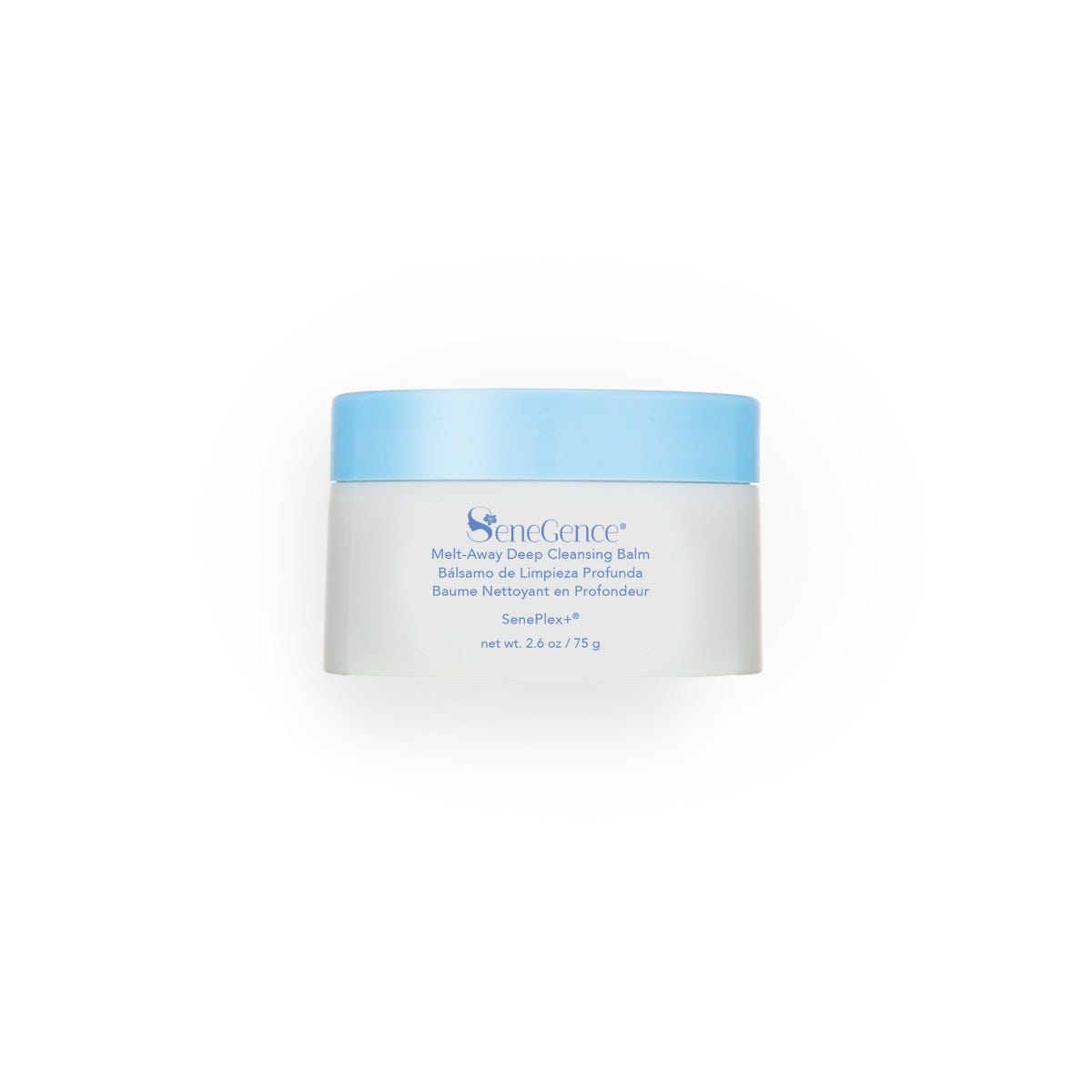 Melt-Away Deep Cleansing Balm by SeneGence: A white balm jar with a pale blue lid.