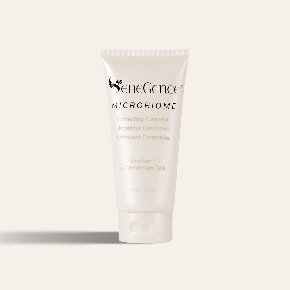 Microbiome Correcting Cleanser by SeneGence: A cream cleanser tube with a white flip cap.